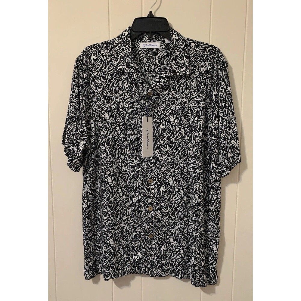 Caribbean Mens Size Medium M Shirt Button Up Short Sleeve NWT